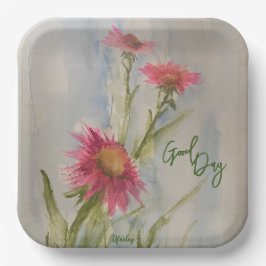 Pink Daises Papierplatten Pappteller