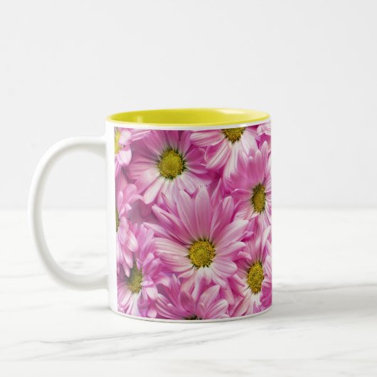 Pink Daises Zweifarbige Tasse (Links)