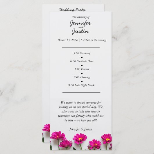 Pink Daisey Wedding Program (Vorne/Hinten)