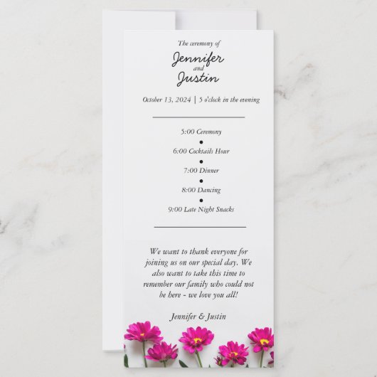 Pink Daisey Wedding Program (Vorderseite)