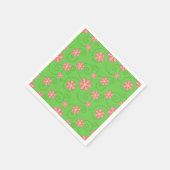 Pink Daisies and Bug Trails on Bright Green Serviette (Ecke)