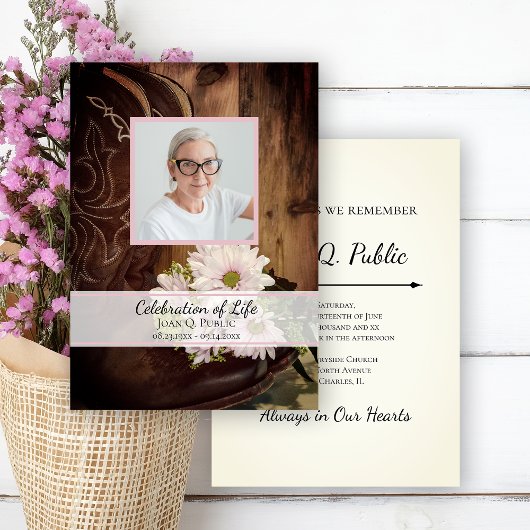 Pink Daisies and Cowboy Boots Celebration of Life Einladung