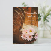 Pink Daisies and Cowboy Boots Western Wedding RSVP (Stehend Vorderseite)