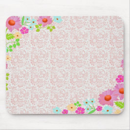 Pink Daisies and Lace Pattern Vintages Land Mousepad