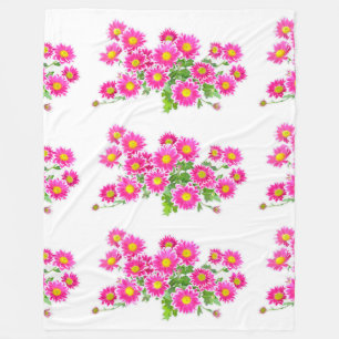 Pink Daisies / Asters Bouquet + Ihre Ideen Fleecedecke