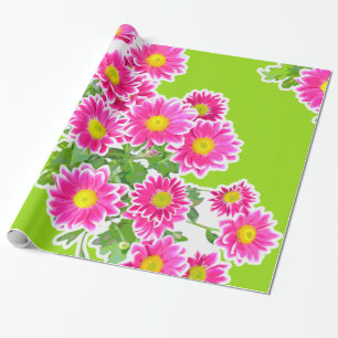 Pink Daisies / Asters Bouquet + Ihre Ideen Geschenkpapier