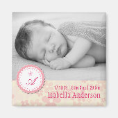Pink Daisies Baby Girl Birth Announcement Foto Magnet (Vorne)