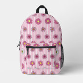 Pink Daisies Bedruckter Rucksack (Vorderseite)