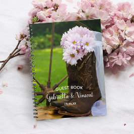 Pink Daisies Boots Western Wedding Guest Book Notizblock