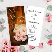 Pink Daisies Cowboy Boots Country Wedding Programm
