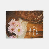 Pink Daisies Cowboy Boots Country Western Hochzeit Fleecedecke (Vorderseite (Horizontal))