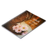 Pink Daisies Cowboy Boots Country Western Hochzeit Notizblock (Linke Seite)