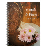 Pink Daisies Cowboy Boots Country Western Hochzeit Notizblock (Vorderseite)