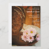 Pink Daisies Cowboy Boots Hochzeit Probe Dinner Einladung (Vorderseite)