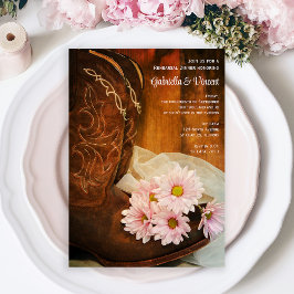 Pink Daisies Cowboy Boots Hochzeit Probe Dinner Einladung