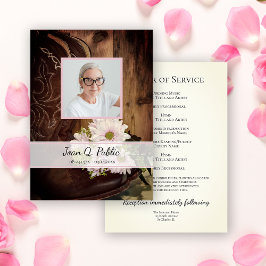 Pink Daisies Cowboy Boots Western Begräbnisdienst Programm