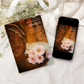 Pink Daisies Cowboy Boots Western Brautparty Einladung