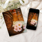 Pink Daisies Cowboy Boots Western Engagement Party Einladung