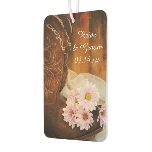 Pink Daisies Cowboy Boots Western Gastgeschenk Hoc Autolufterfrischer (Links)