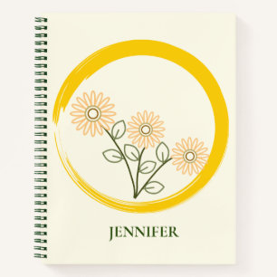 Pink Daisies Custom Minimalistic Spiral Notebook Notizblock