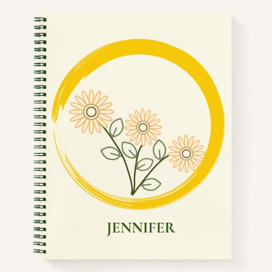 Pink Daisies Custom Minimalistic Spiral Notebook Notizblock (Vorderseite)