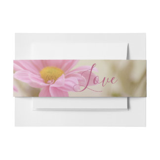 Pink Daisies Einladung zum Hochzeitsfest Bauchband Einladungsbanderole