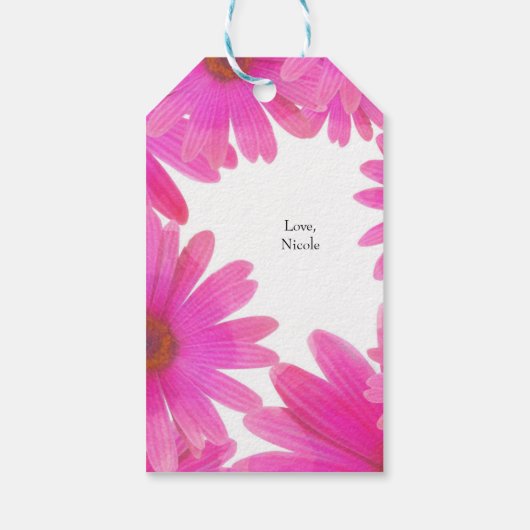 Pink Daisies floral Daisy Elegante Custom Gevor Geschenkanhänger (Rückseite)