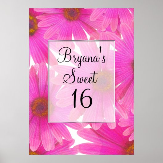 Pink Daisies Floral Daisy Elegantes Party Banner Poster (Vorne)