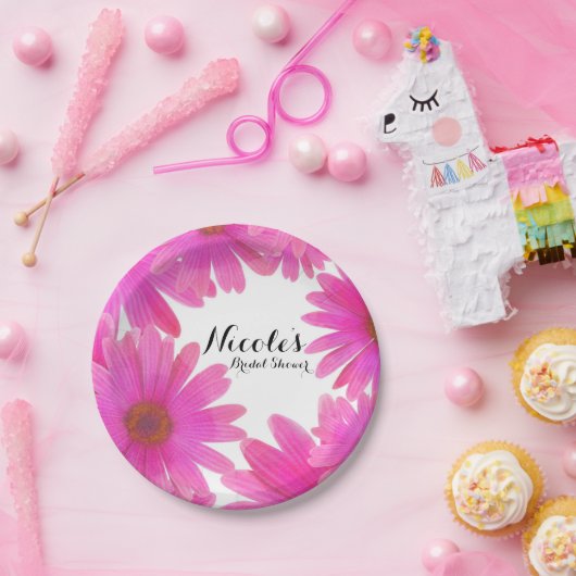 Pink Daisies floral Daisy Elegantes Party Pappteller (Party)
