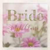 Pink Daisies Glass Untersetzer Romantische Blüten (Vorderseite)