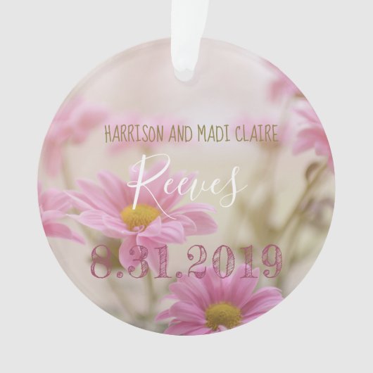 Pink Daisies Hochzeit Akryler Ornament Blume (Vorderseite)
