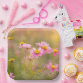Pink Daisies Meadow Pappteller (Party)