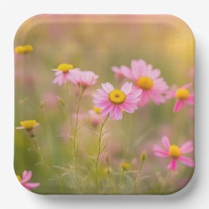 Pink Daisies Meadow Pappteller