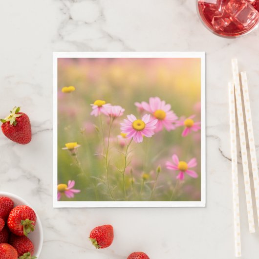 Pink Daisies Meadow Serviette (Beispiel)