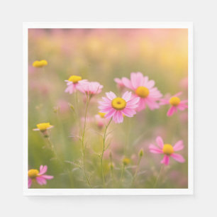 Pink Daisies Meadow Serviette