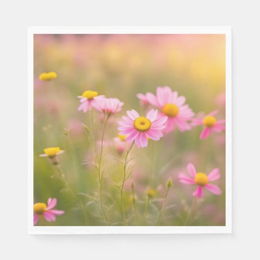 Pink Daisies Meadow Serviette (Vorderseite)