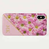 Pink Daisies Monogram Case-Mate iPhone Hülle (Rückseite (Horizontal))