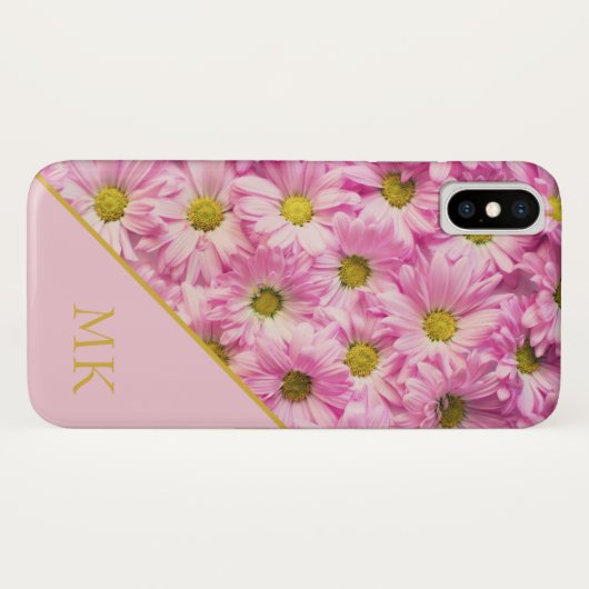 Pink Daisies Monogram Case-Mate iPhone Hülle (Rückseite (Horizontal))