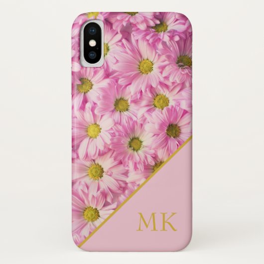 Pink Daisies Monogram Case-Mate iPhone Hülle (Rückseite)