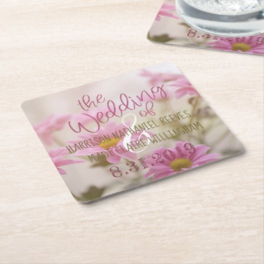 Pink Daisies Paper Untersetzer Set Romantische Blu (angewinkelt)