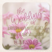 Pink Daisies Paper Untersetzer Set Romantische Blu (Vorderseite)