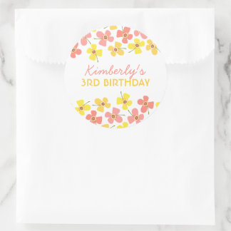 Pink Daisies Pop Chic Girl Geburtstagsparty Gefall Runder Aufkleber