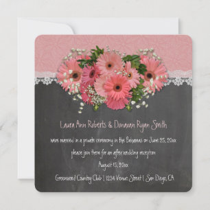Pink Daisies Wreath Chalkboard Empfang Einladung