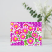 Pink Daisis / Asters Bouquet & Dots + Ihre Idee Postkarte (Stehend Vorderseite)