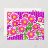 Pink Daisis / Asters Bouquet & Dots + Ihre Idee Postkarte (Vorne/Hinten)