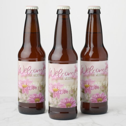 Pink Daisis Bierflasche Etikett Romantische Blume (Flaschen)