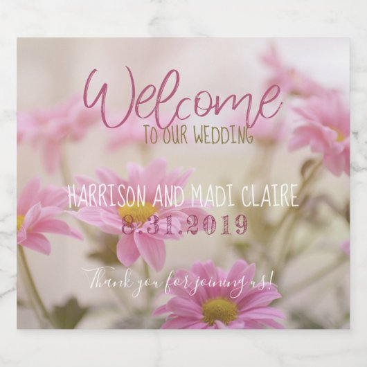 Pink Daisis Bierflasche Etikett Romantische Blume (Einzelnes Label)