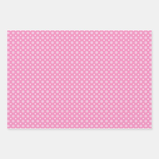 Pink Daisis, Dots and Hearts Wrapping Paper Geschenkpapier Set (Vorderseite 2)