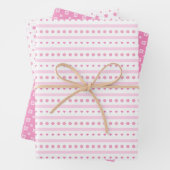 Pink Daisis, Dots and Hearts Wrapping Paper Geschenkpapier Set (Beispiel)