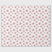 Pink Daisis & Dots auf Weiß Geschenkpapier (Flach)